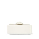 White Patent Camellia Single Flap Bag Silver Hardware - Image 5