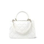24C White Lambskin Quilted Lacquered Trendy CC Mini Light Gold Hardware - Image 3