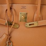 Birkin 35 Fjord Natural Sable Gold Plated B Square Stamp - Image 5
