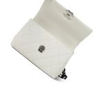 White Caviar Quilted My Everything Flap Black Hardware - Image 18