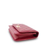 23B Red Lambskin Quilted Trendy CC Wallet On Chain LGHW - Image 9