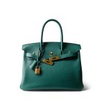 Birkin 30 Malachite Togo Gold Plated T Stamp - Image 4