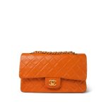 Orange Lambskin Quilted Classic Flap Medium Gold Hardware