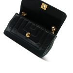 Vintage Black Lambskin Quilted Mini Border Single Flap Bag Gold Hardware - Image 11