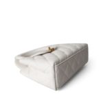 24P Shiny Aged Calfskin Quilted Nano Kelly Shopper White Aged Gold Hardware - Image 7