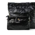 22S Black Calfskin Quilted 22 Hobo Bag Small Aged Gold Hardware - Image 9