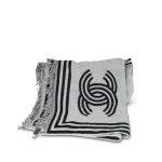 White/Black Terry Cloth Quilted CC Beach Tote with Towel Set - Image 13