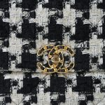 Black White Ecru Houndstooth Tweed Quilted Large 19 Flap Mixed Hardware - Image 15