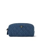 24C Blue Denim Quilted Cosmetic Pouch On Chain LGHW