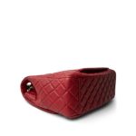 Red Grained Calfskin XL Small Travel Flap Bag Light Gold Hardware - Image 10
