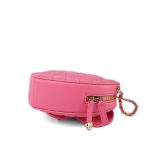 22S Pink Lambskin Quilted Large Heart Bag Light Gold Hardware - Image 2