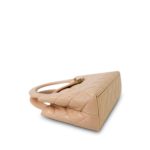 Light Beige Shiny Aged Calfskin Quilted Nano Kelly Shopper Gold Hardware Aged - Image 6
