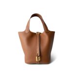 Picotin 18 Lock Gold Taurillon Clemence Gold Plated B Stamp