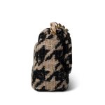 19K Beige/Black Tweed Quilted Houndstooth 19 Flap Small MHW - Image 4