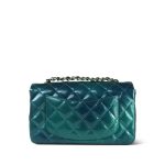 23P Multi-Tone Green Patent Quilted Mini Rectangular Flap Light Gold Hardware - Image 9