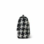 Black White Ecru Houndstooth Tweed Quilted Large 19 Flap Mixed Hardware - Image 5