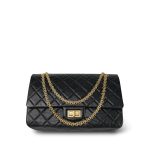 Black Crumpled Calfskin Quilted Reissue 2.55 227 Aged Gold Hardware - Image 10