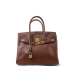 Birkin 30 Brown Ardennes Marron Plated [B] Stamp - Image 8