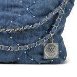 24S Washed Denim Quilted 22 Small Hobo Bag - Image 9