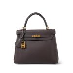 Kelly 25 Retourne Horseshoe (HSS) Ebene Togo Gold Plated B Stamp - Image 5