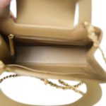 25A Beige Lambskin Quilted Nano Kelly Shopper Aged Gold Hardware - Image 13