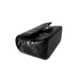 15B Black Patent Quilted Mini Rectangular Flap Silver Hardware - Image 7