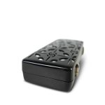 Black White CC Acrylic Minaudiere Box Clutch On Chain Silver Hardware - Image 10