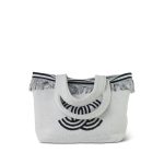White/Black Terry Cloth Quilted CC Beach Tote with Towel Set - Image 4