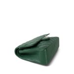 19B Dark Green Lambskin Quilted Medium Classic Flap Silver Hardware - Image 6