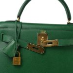 Kelly 28 Vert Bengale Courchevel Gold Plated T Circle Stamp - Image 7