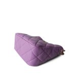 22S Purple Lambskin Quilted Pick Me Up Hobo Bag Logo Chain Aged Gold Hardware - Image 8
