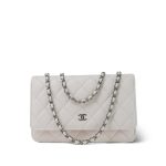 24P White Caviar Quilted Wallet on Chain WOC Silver Hardware - Image 10
