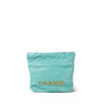 24C Turquoise Calfskin Quilted Mini 22 Bag Aged Gold Hardware