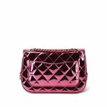 24C Shiny Pink Calfskin Quilted Flap Bag & Coin Purse - Image 4