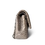 Grey Metallic Python Medium Classic Double Flap - Image 10