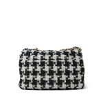 Black White Ecru Houndstooth Tweed Quilted Large 19 Flap Mixed Hardware - Image 12