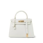 Kelly Sellier 28 White Veau Graine Gold Plated V Circle Stamp