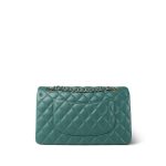 Dark Green Lambskin Quilted Classic Flap Medium Light Gold Hardware - Image 3