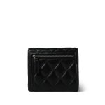 Black Lambskin Quilted Classic Small Flap Wallet Silver Hardware - Image 5