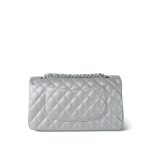23P Silver Metallic Lambskin Quilted Classic Flap Medium SHW - Image 8