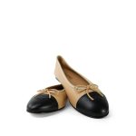 Beige/Black Lambskin Cap Toe CC Ballerina Flats Size 41.5