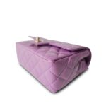 20C Purple Patent Quilted Mini Rectangular Flap Light Gold Hardware - Image 9