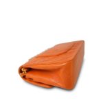 Orange Lambskin Quilted Classic Flap Medium Gold Hardware - Image 12