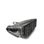 Black Silver Metallic Python Jumbo Double Flap - Image 9