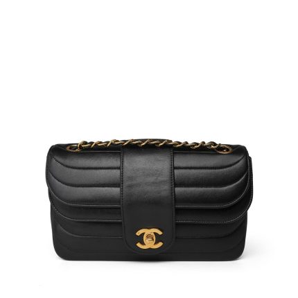 Black Horizontal Mademoiselle Multi Flap Bag GHW