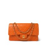 Orange Lambskin Quilted Classic Flap Medium Gold Hardware - Image 16