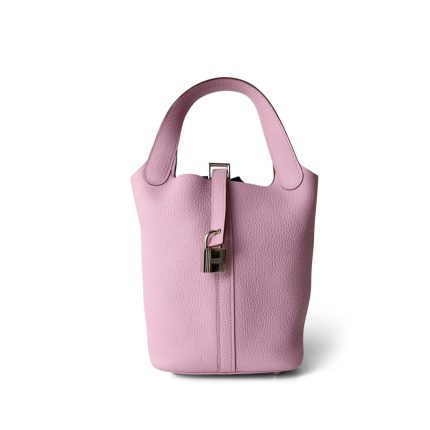 Picotin Lock 18 Mauve Sylvestre Taurillon Clemence Palladium Plated U Stamp