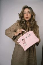 Birkin 25 Rose Sakura Swift Palladium Plated X Stamp - Image 2