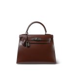 Kelly 28 Brown Box Calfskin Palladium Plated [C] Stamp - Image 19
