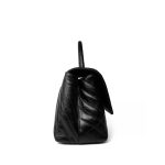 Black Chevron Calfskin Coco Handle Flap Medium (Old Small) Aged Gold Hardware - Image 5